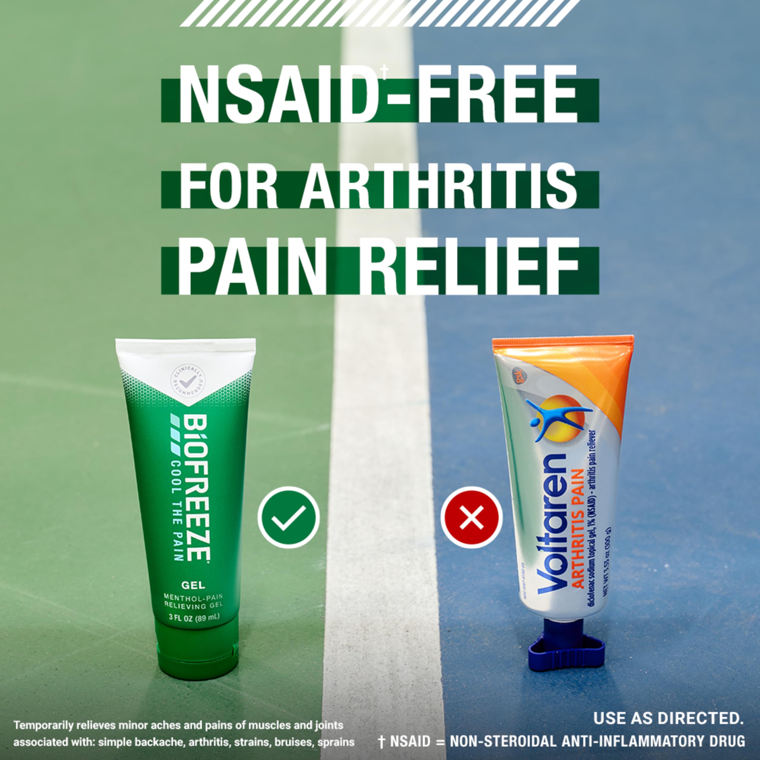 Biofreeze knee pain application demonstrates targeted knee relief.