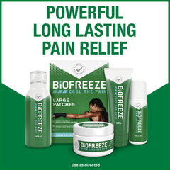 Biofreeze menthol cream application on neck demonstrates quick cooling relief.