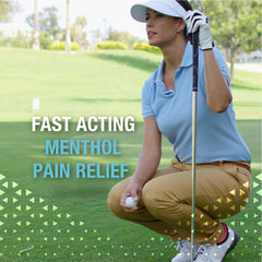 Biofreeze menthol cream application on shoulder for spot treatment.