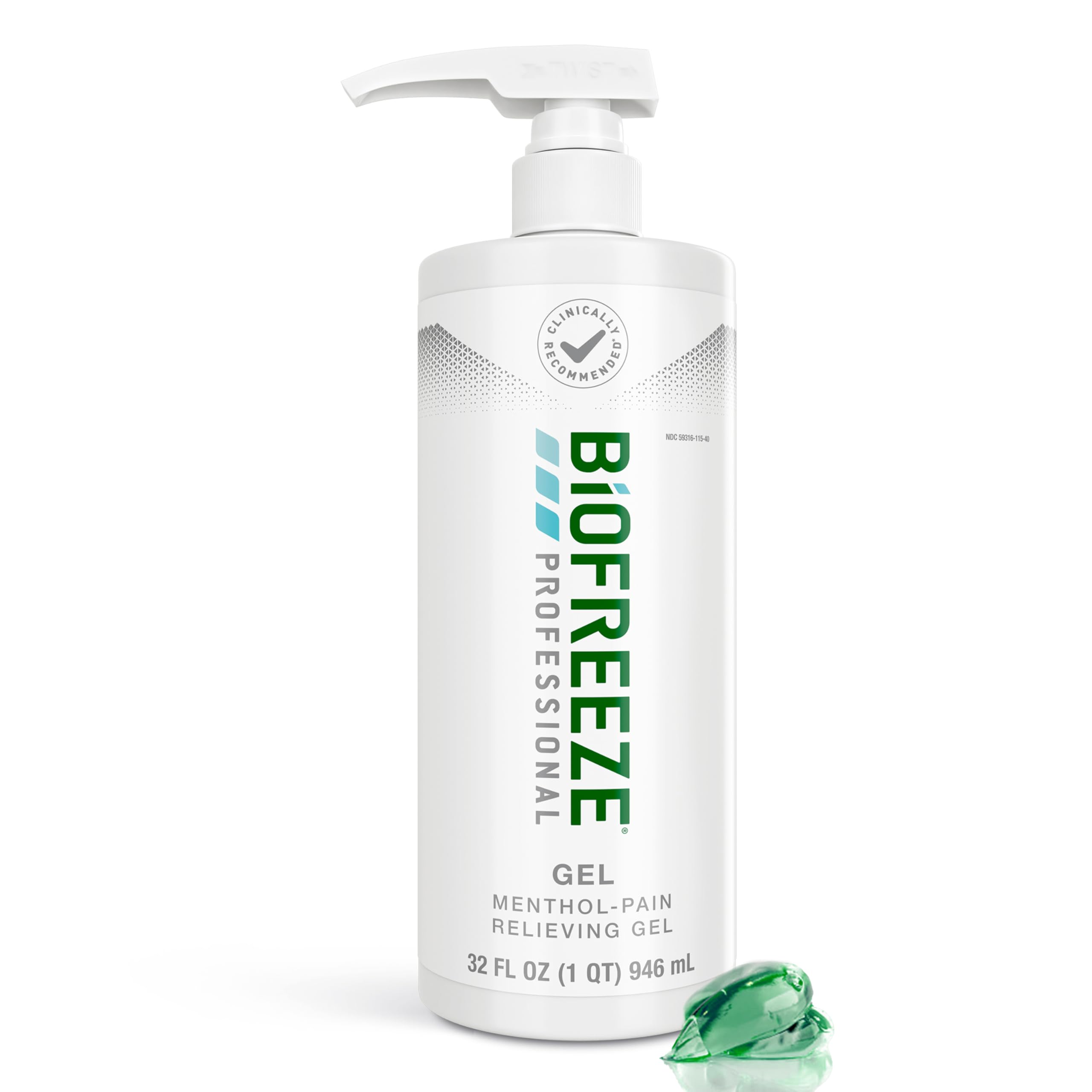 Biofreeze Professional Gel 32 oz bottle shown for knee-application cooling relief