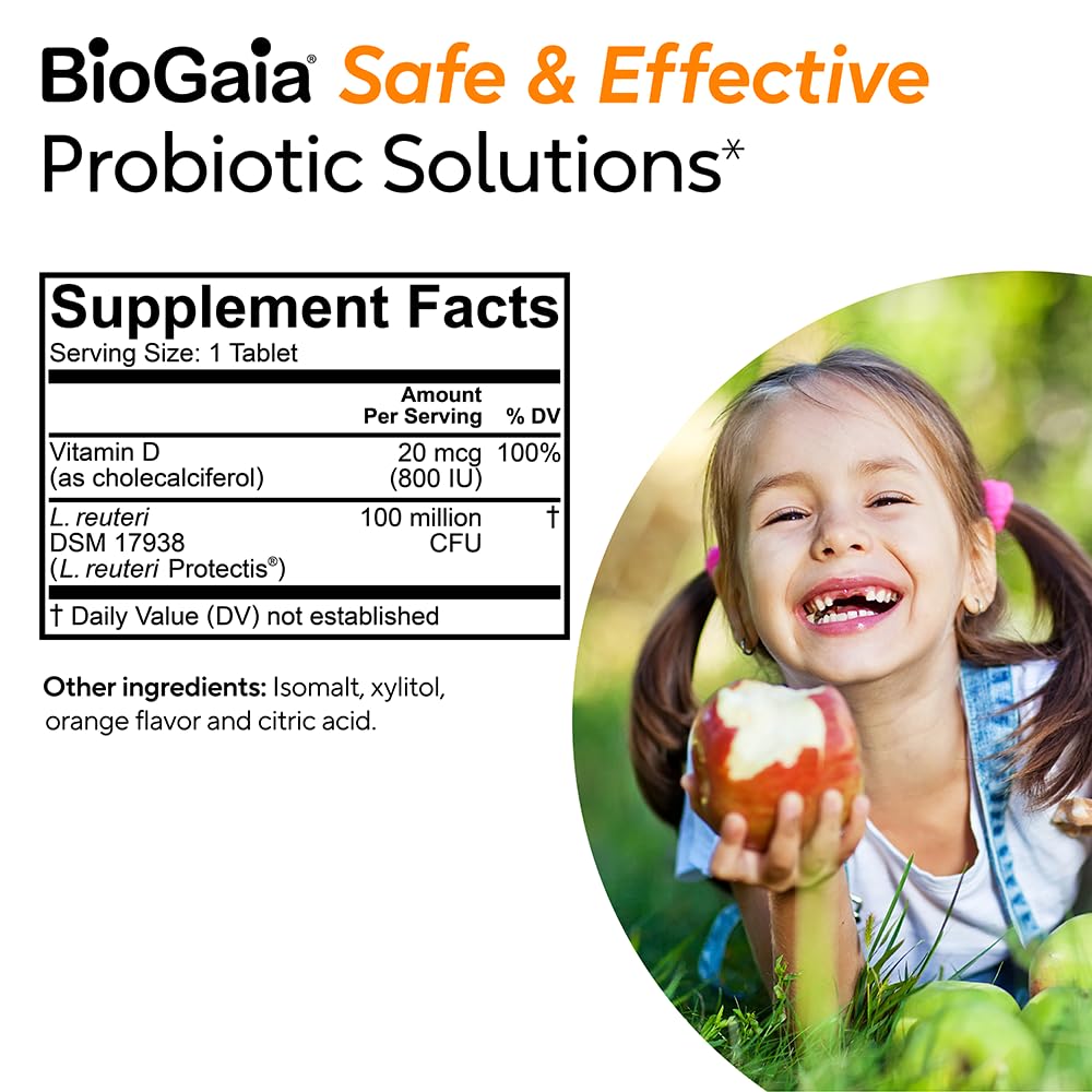 Pediatrician trust seal on BioGaia Immune Active Kids packaging.