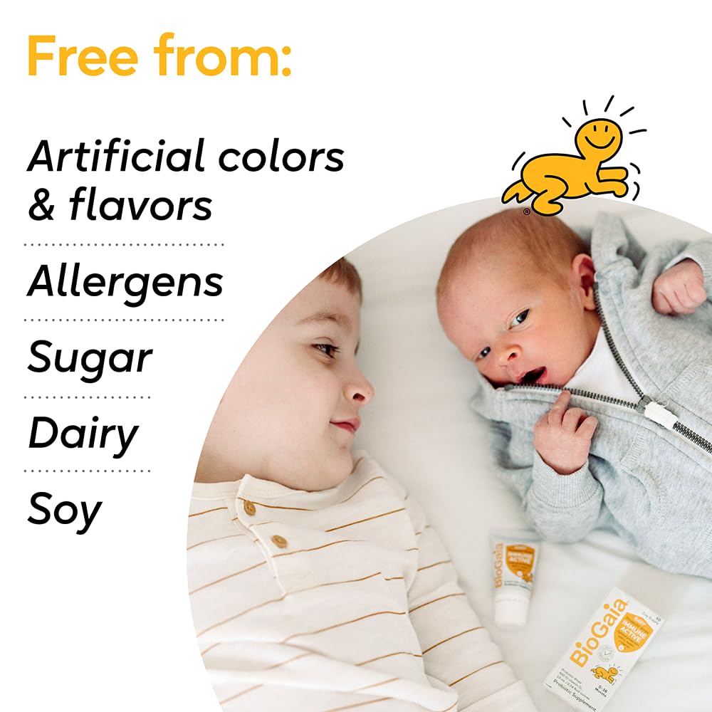 BioGaia Immune Active vitamin D supplement visual emphasizes bone and immune support.