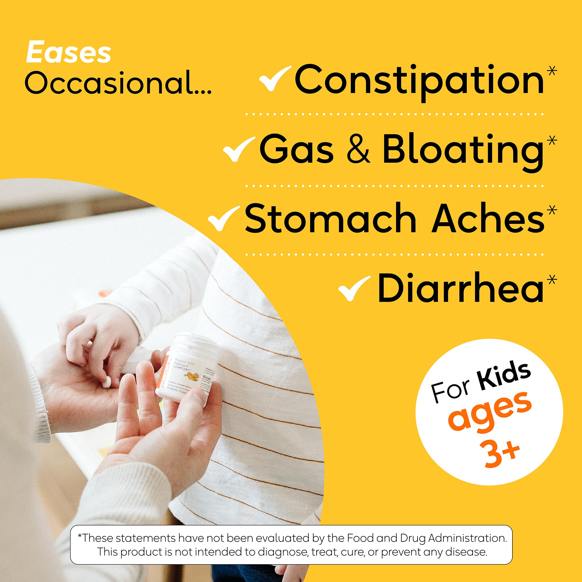 BioGaia probiotic box side showcases usage range for toddlers to teens.