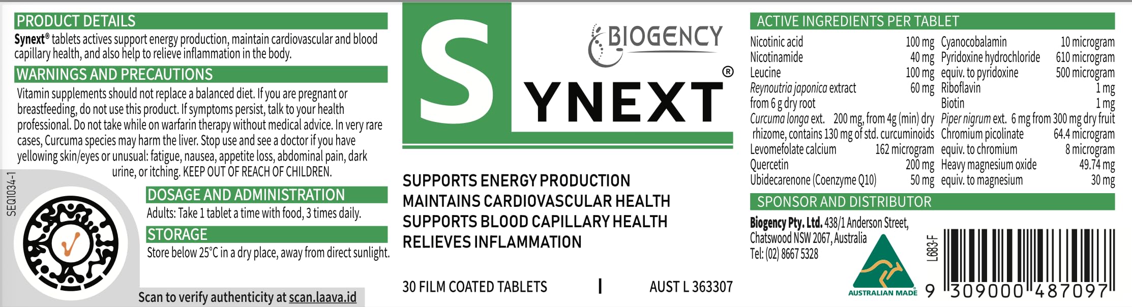 Biogency Synext B12 and B6 icons emphasizing vitamin B complex support