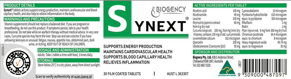Biogency Synext B12 and B6 icons emphasizing vitamin B complex support