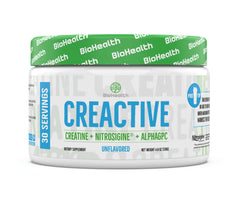 BioHealth CreActive creatine HCL bottle for a clean, unflavored pre-workout option.