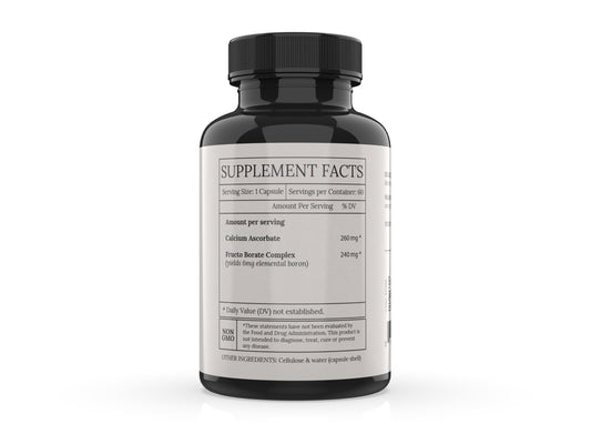 BioImmersion Fructo Borate capsules ready for daily use in a bottle.
