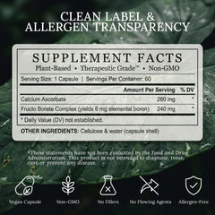 Ingredients panel shows carbohydrate-linked boron in a whole-food form.