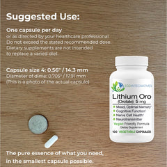 BioInnovations Pharmacal Lithium Oro bottle pour demonstrates convenient daily dosing.