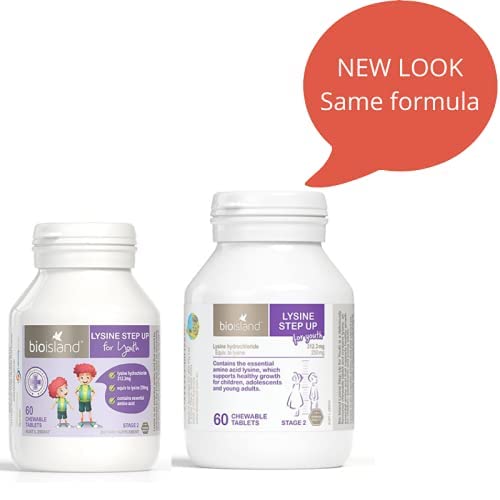 Serving arrangement of Bio Island Lysine Step Up tablets for easy daily routine.