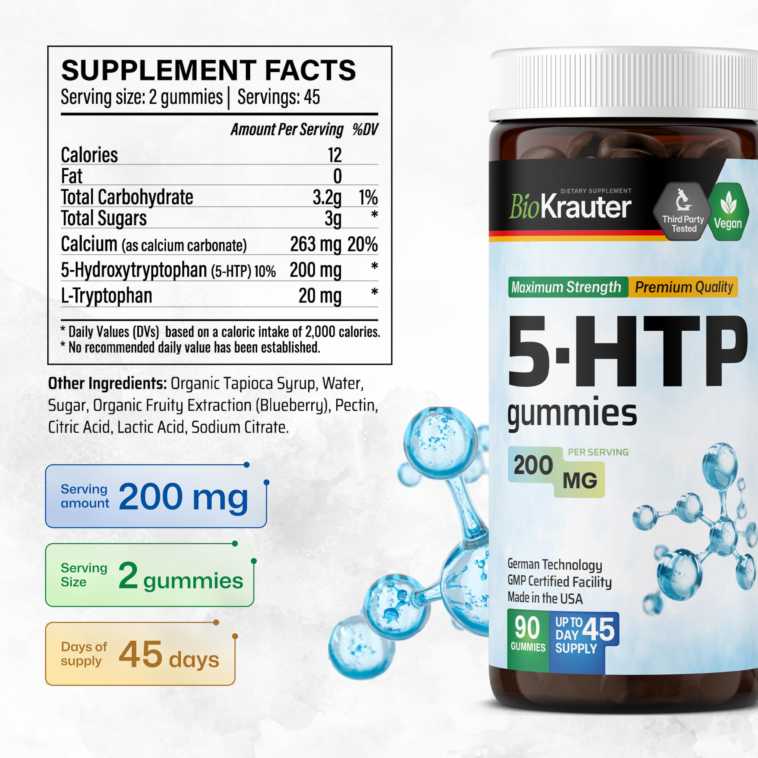 BIO KRAUTER plant-based pectin illustration highlights vegan, non-GMO formula.