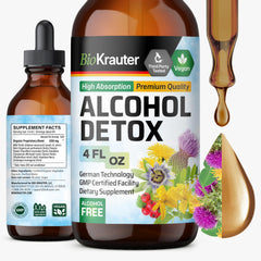 BIO KRAUTER Alcohol Detox Tincture bottle showing herbal formula for liver support