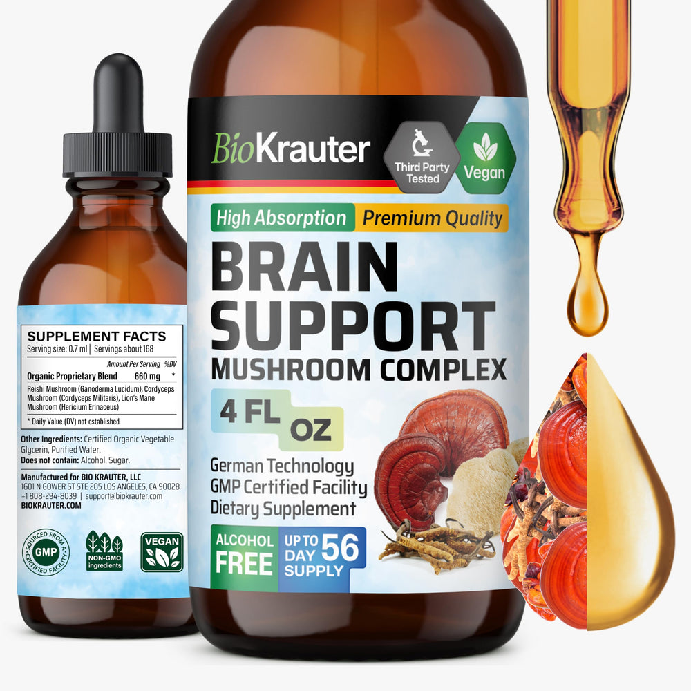 BIO KRAUTER Brain Support Drops bottle for daily focus and vegan brain support.
