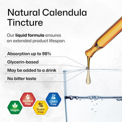 BIO KRAUTER calendula glycerin base highlights vegan, non-alcoholic formula.