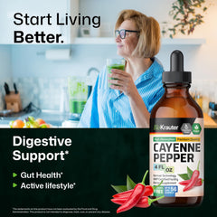 BIO KRAUTER Cayenne Drops ingredients panel shows water, glycerin, cayenne pepper.