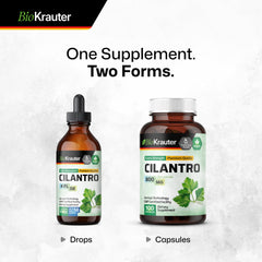 BIO KRAUTER Cilantro capsules dosing view demonstrates two-capsule daily take