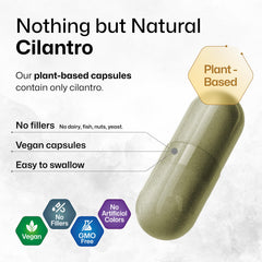 BIO KRAUTER Cilantro capsules pour illustrates easy on-the-go dosing