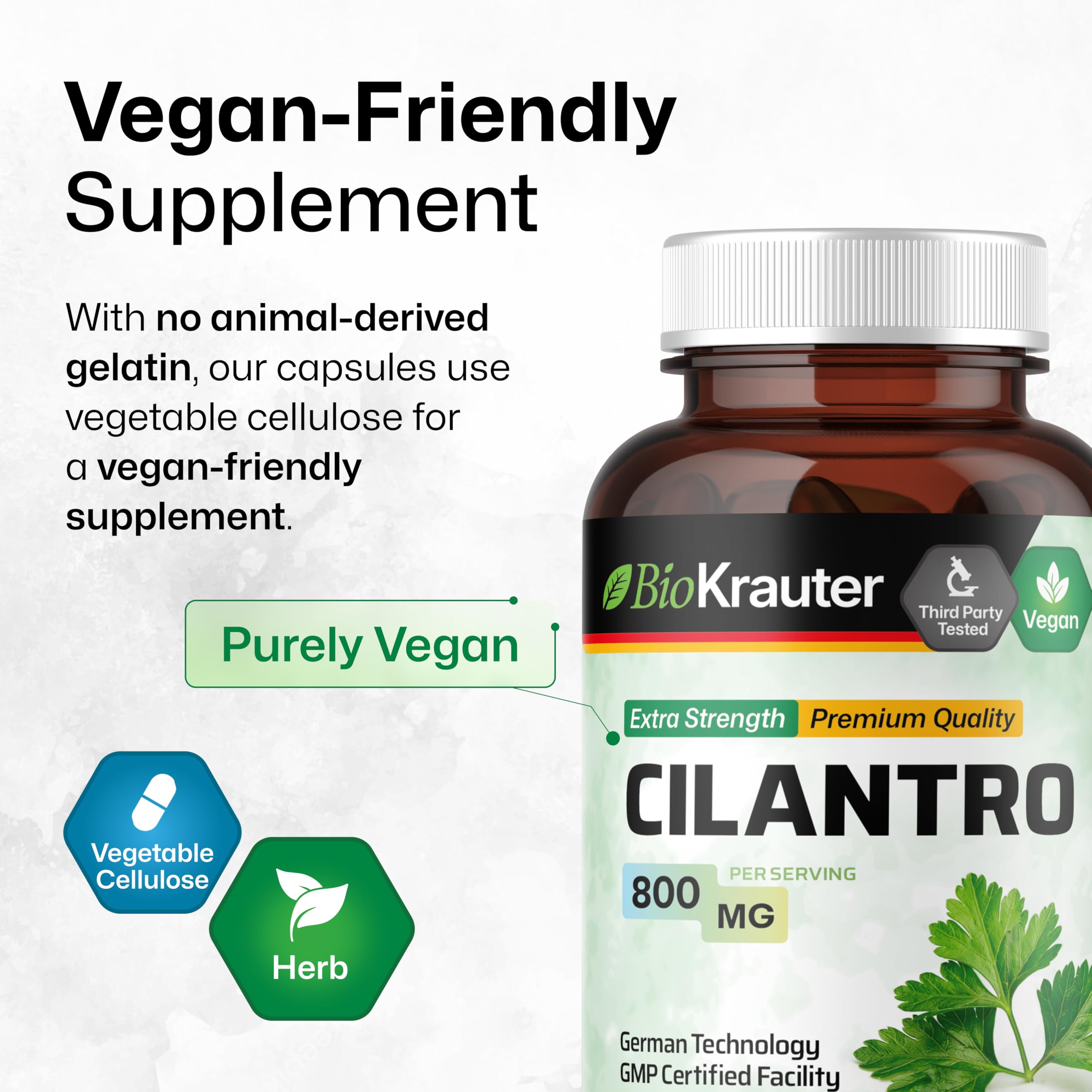 BIO KRAUTER Cilantro capsules vegan ingredients highlight a clean-label product