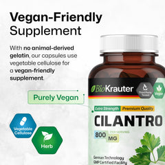 BIO KRAUTER Cilantro capsules vegan ingredients highlight a clean-label product