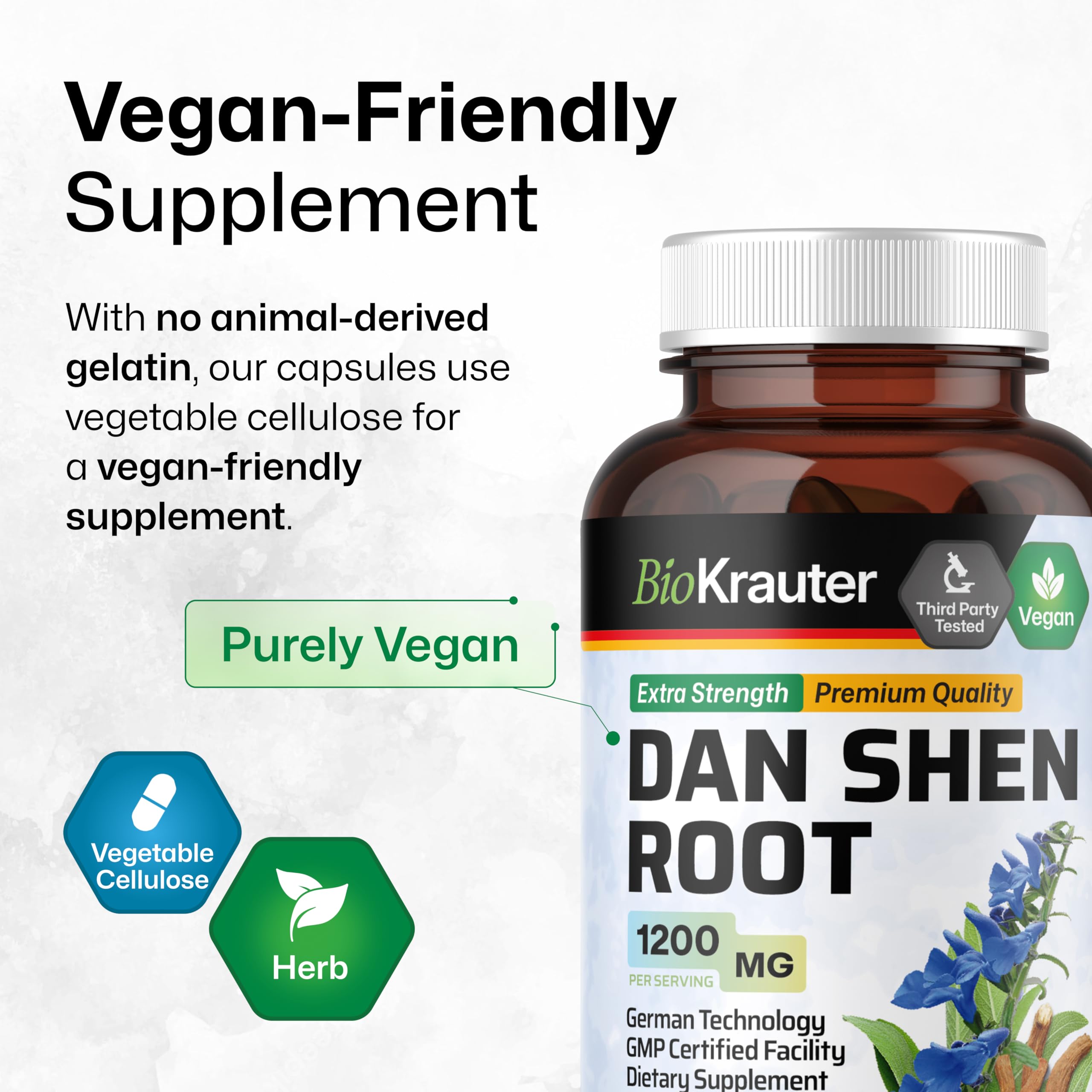 BIO KRAUTER Dan Shen capsules on desk for easy daily dosing.