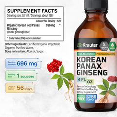 BIO KRAUTER Ginseng root detail highlighting Korean Red Panax for natural energy support