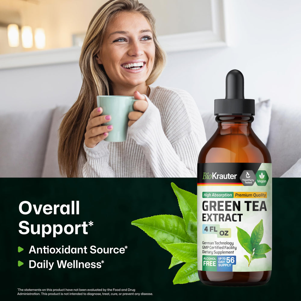 BIO KRAUTER Green Tea Extract label front signaling purity and USA-made ingredients.