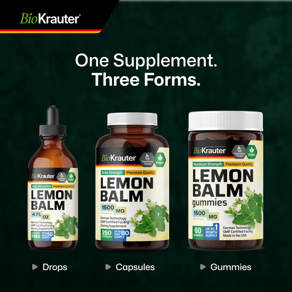 Close-up of lemon balm leaves used in BIO KRAUTER tincture