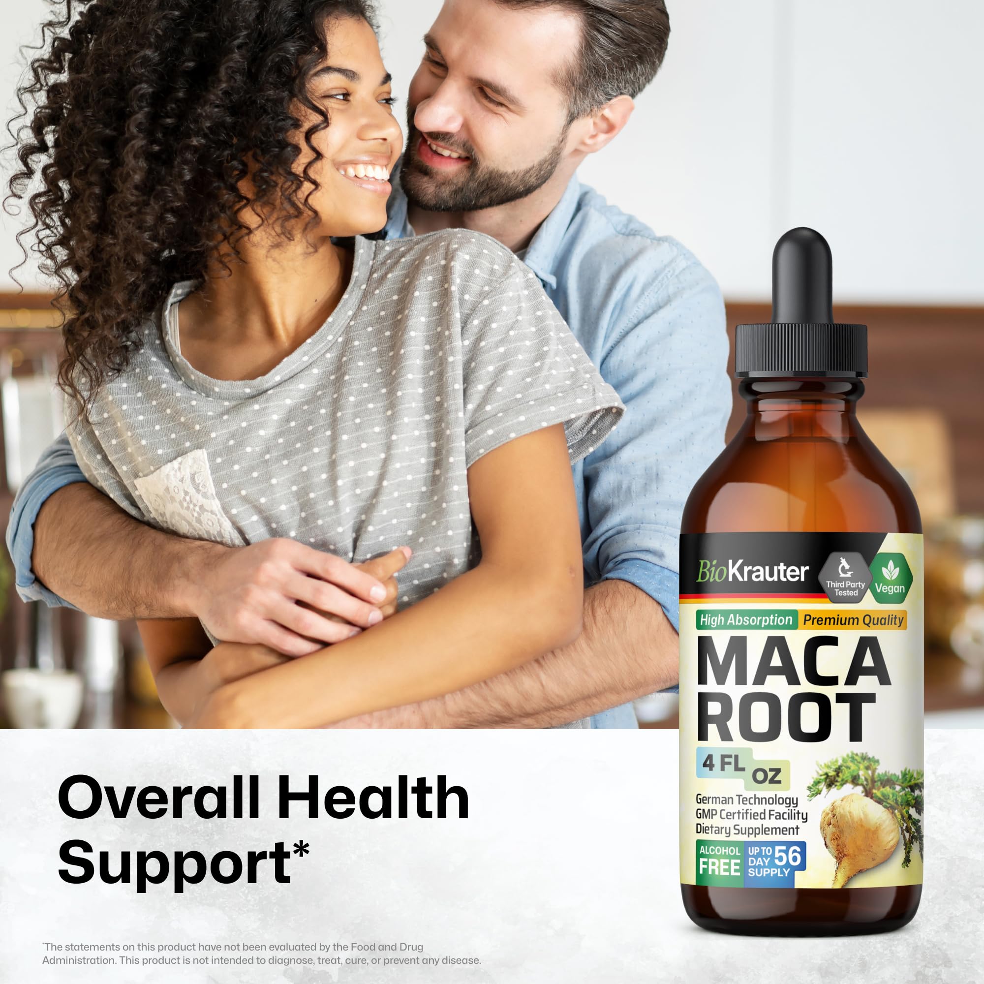 Dropper pouring BIO KRAUTER Maca Root Liquid Drops for easy use.