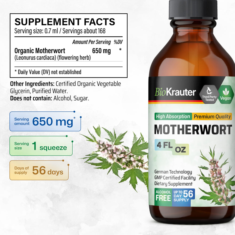 BIO KRAUTER liquid in water illustrates easy 3x daily dosing.