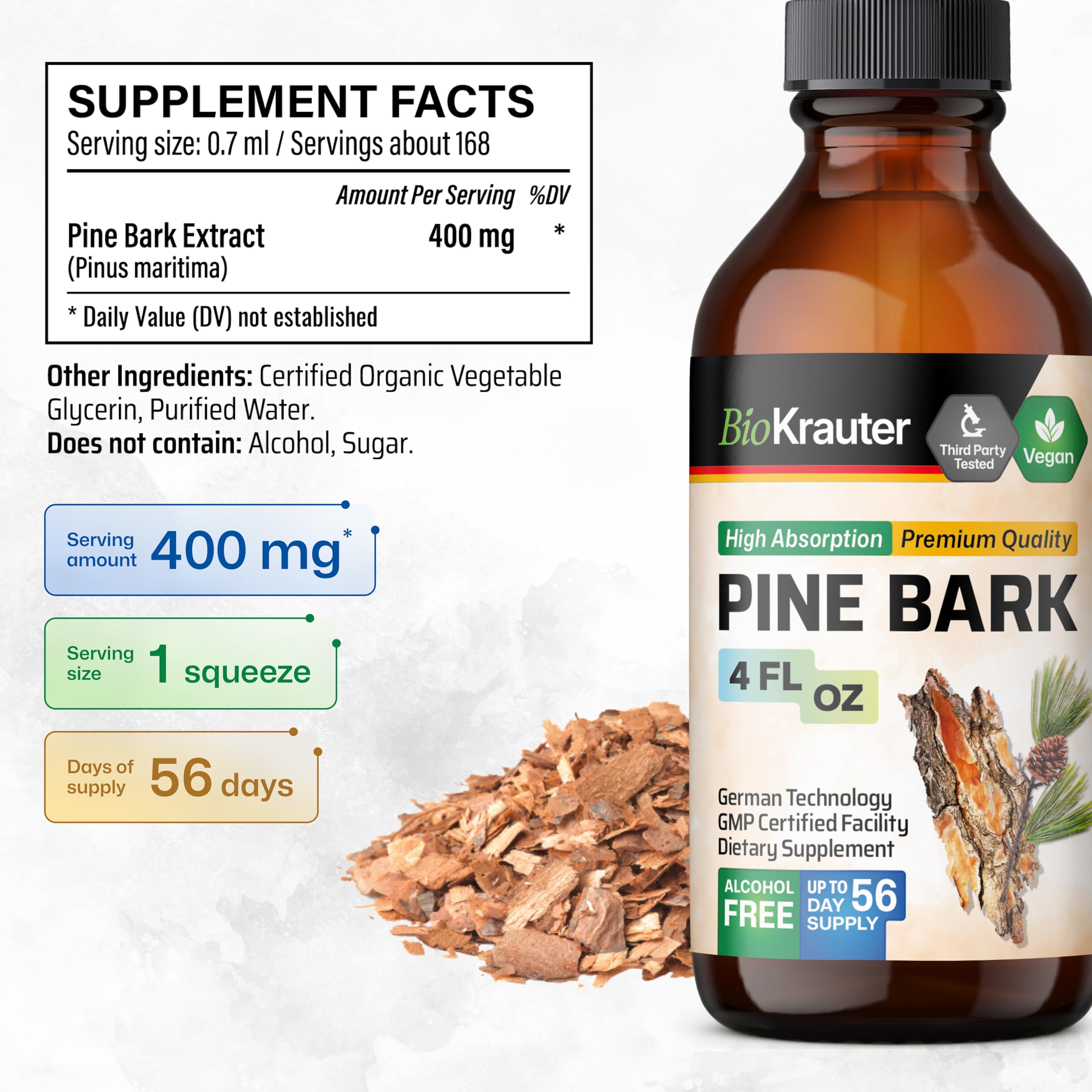 Glycerin-based, alcohol-free formula visible in the clear bottle.