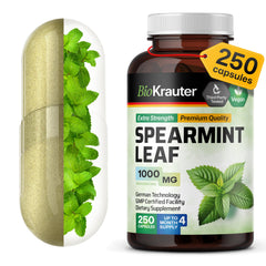 BIO KRAUTER bottle of spearmint capsules for daily digestion support