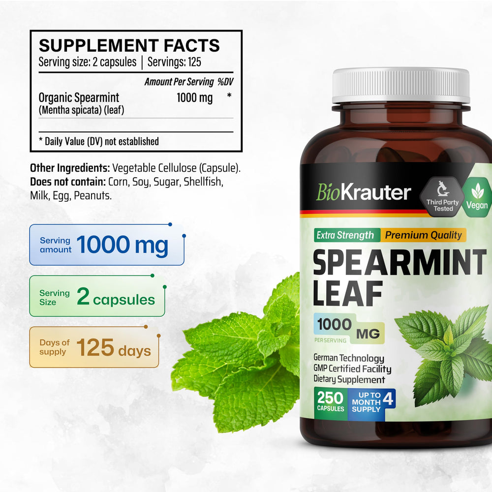 BIO KRAUTER ingredients panel highlighting natural spearmint profile