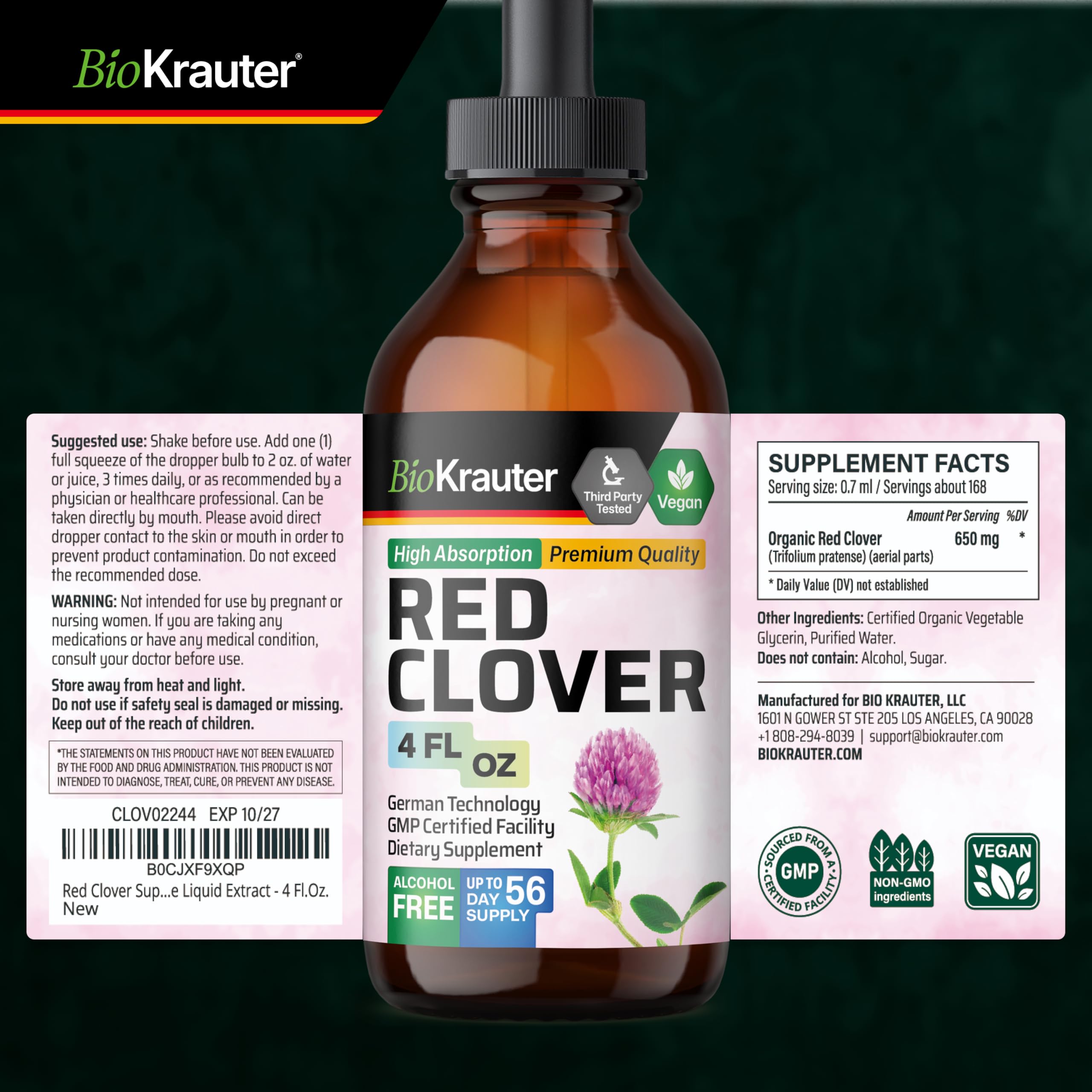 BIO KRAUTER vegan, alcohol-free tincture suited for plant-based routines
