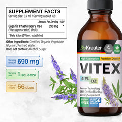 BIO KRAUTER Vitex bottle with dropper ready for daily use.