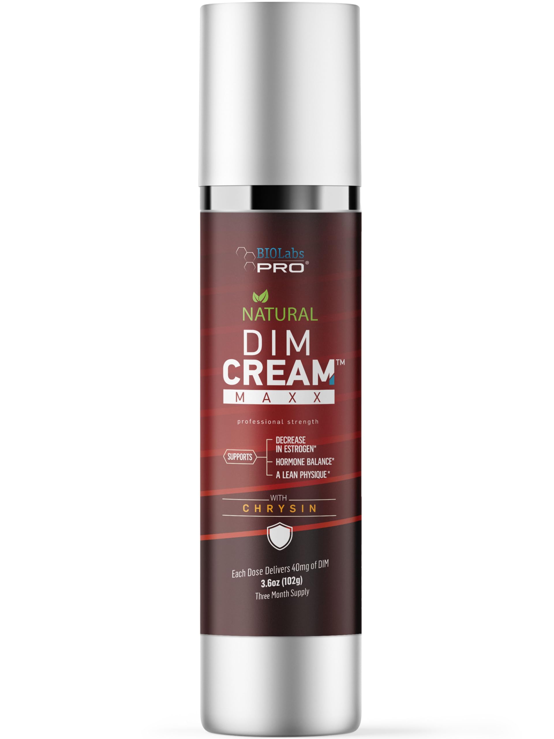 BIOLABS PRO natural DIM cream bottle showing premium topical formula for daily skin care.