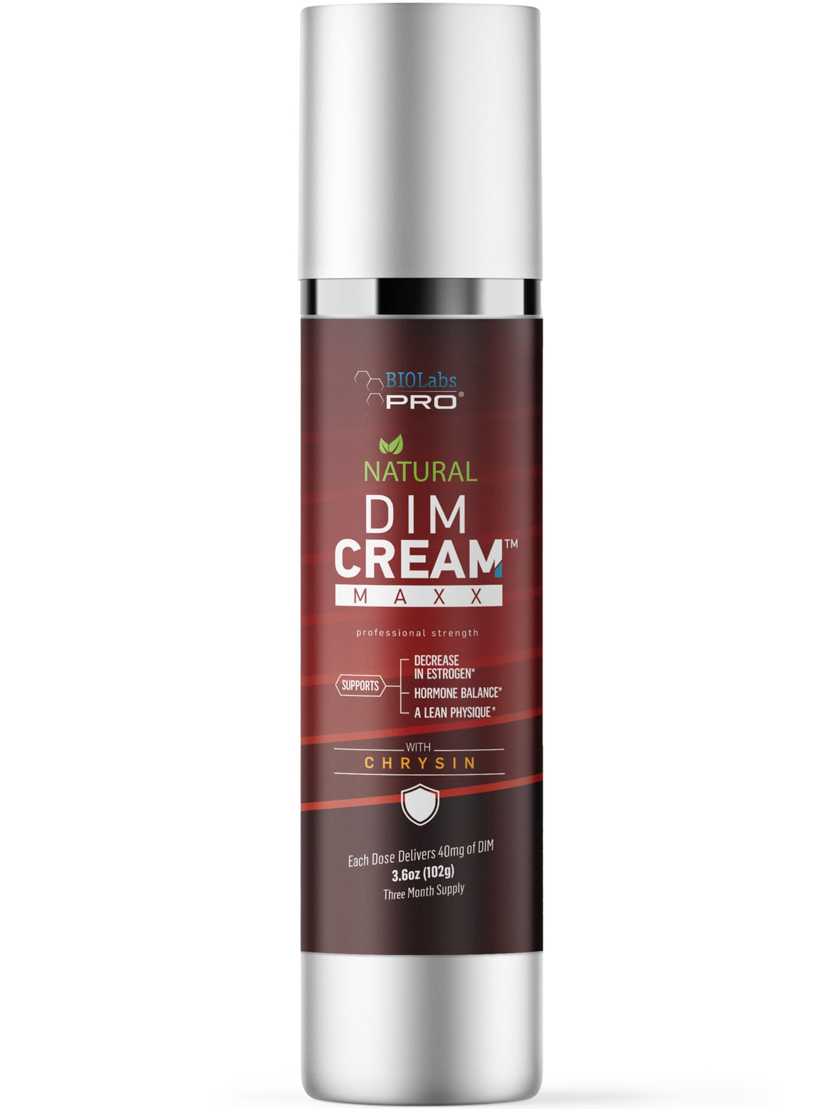 BIOLABS PRO natural DIM cream bottle showing premium topical formula for daily skin care.