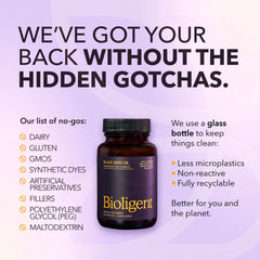 BIOLIGENT capsules on table with glass for daily routine