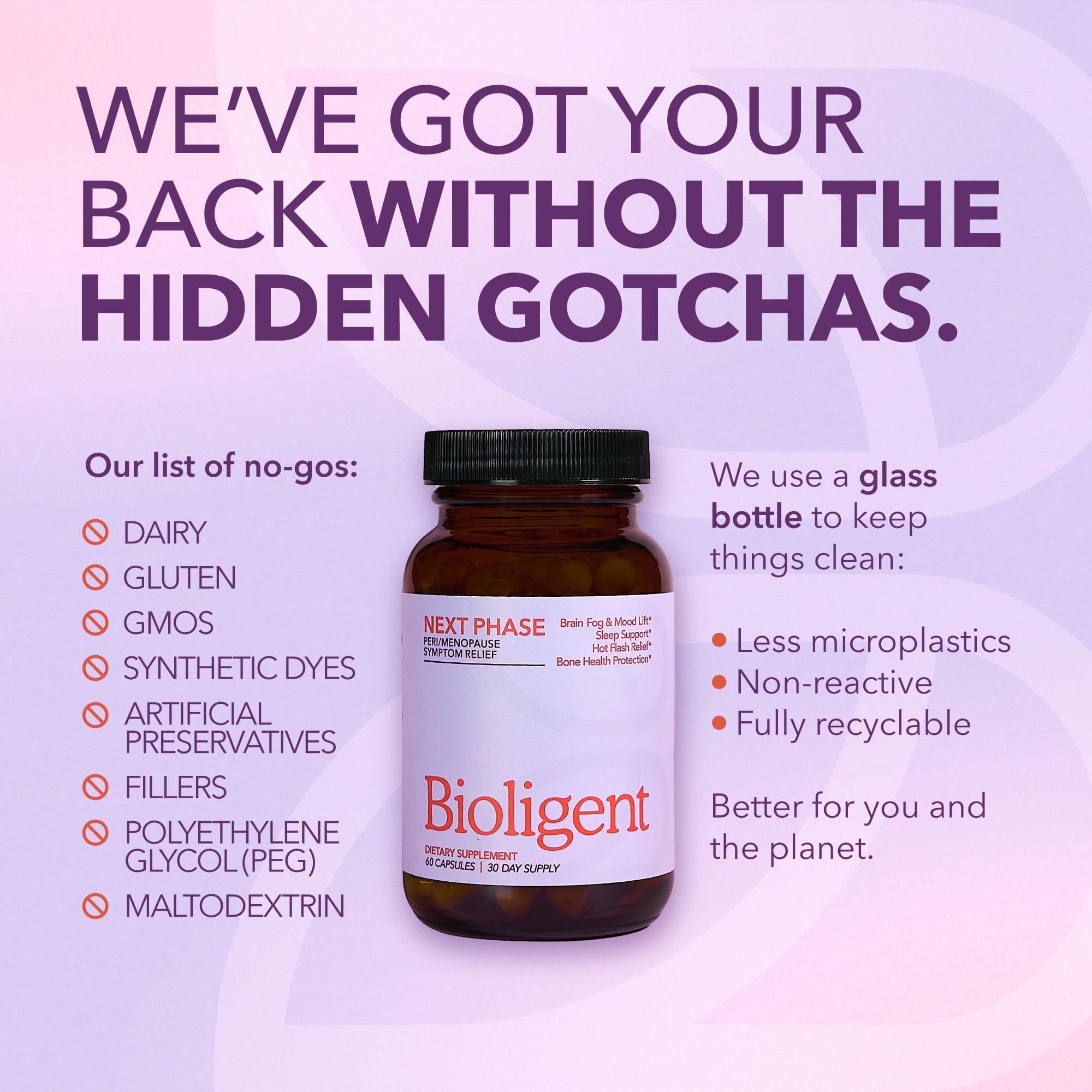 Bioligent daily dosage scene with two capsules and water.