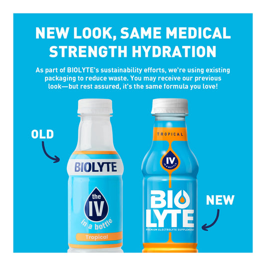 BIOLYTE bottle pour tropical easy hydration after workouts