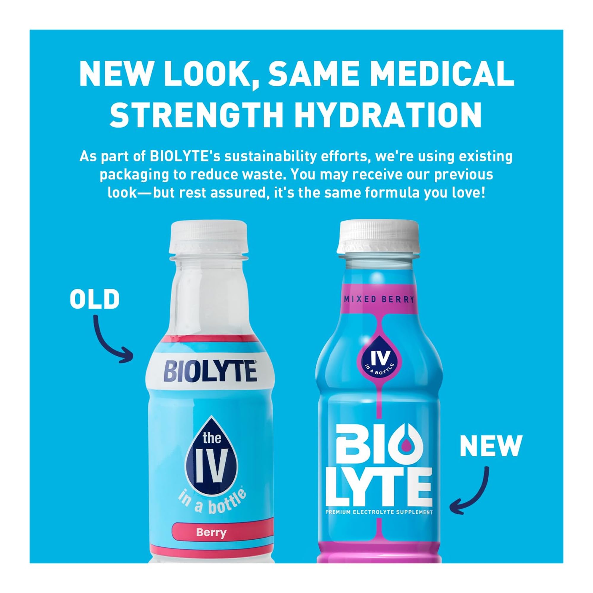 BIOLYTE bottle with berry flavor close-up highlighting gluten-free formula