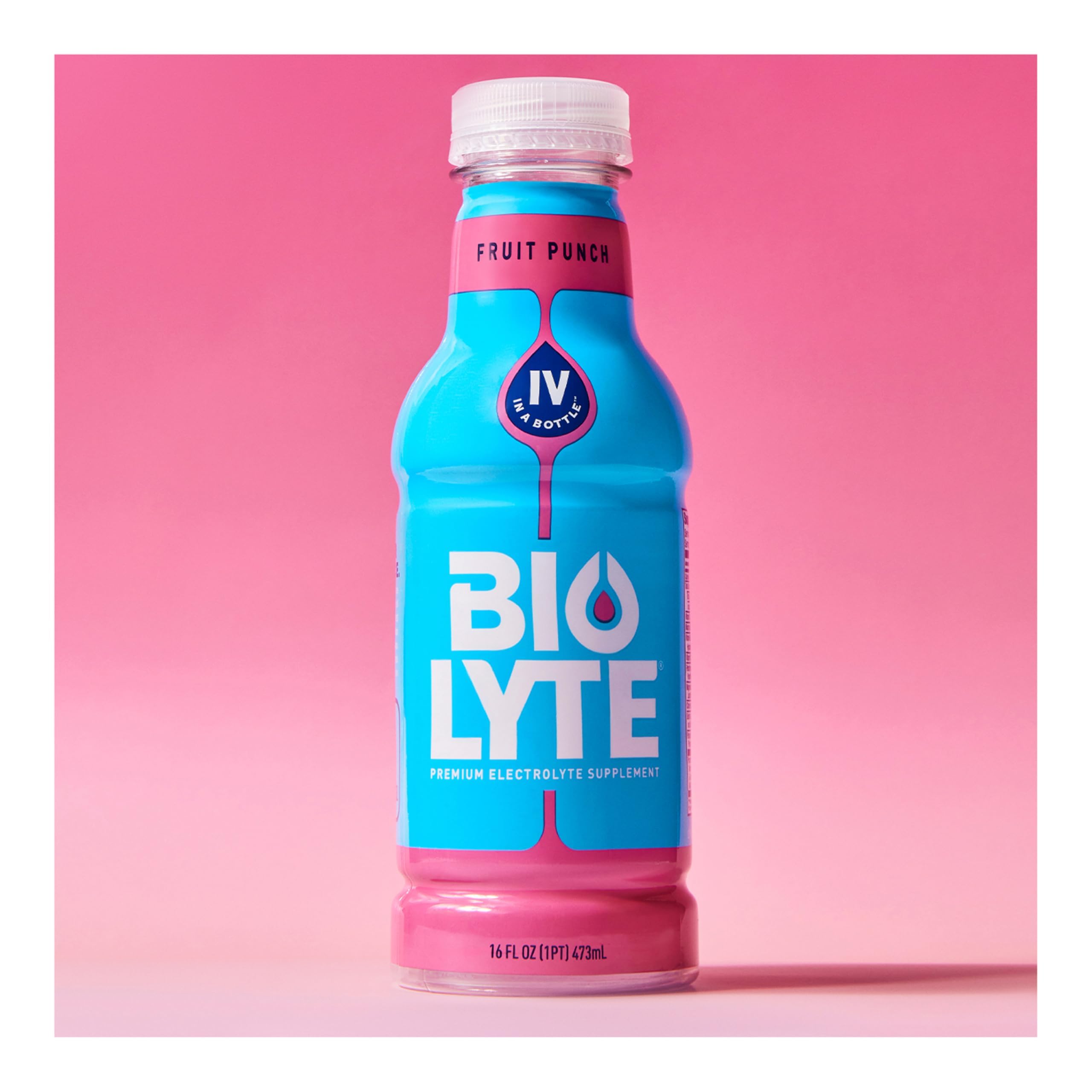 Biolyte Fruit Punch pack label close-up emphasizes gluten-free formula.