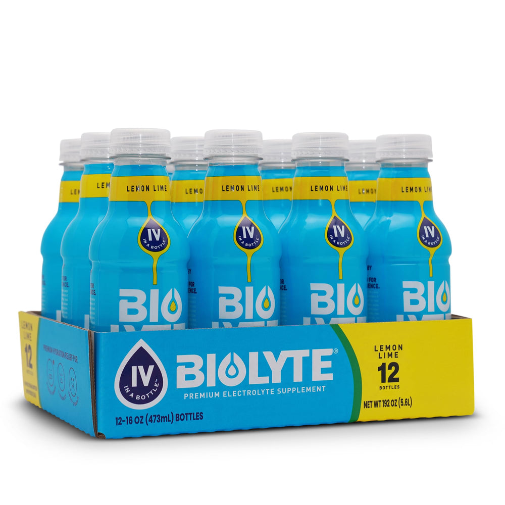 BIOLYTE lemon lime bottle ready for quick, on-the-go hydration.