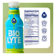 Biolyte Watermelon 12-pack packaging displayed for travel-friendly hydration.