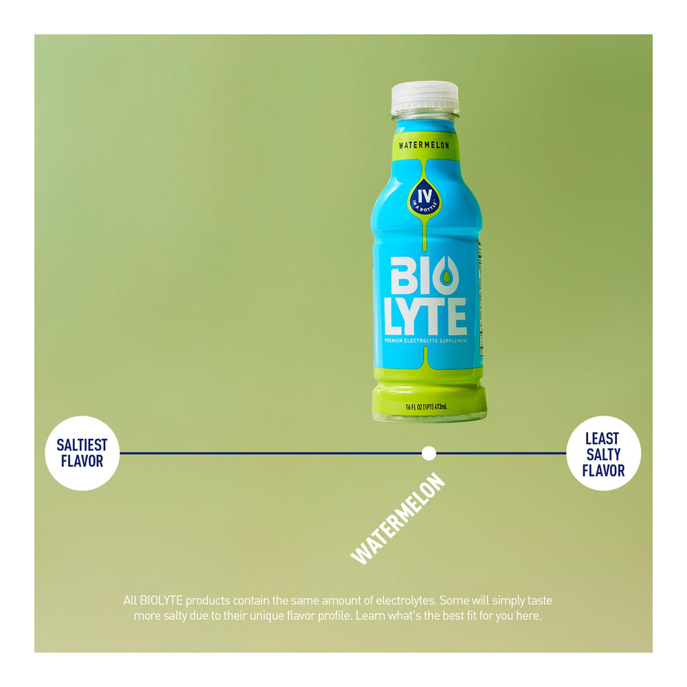 Biolyte Watermelon drink beside ice to emphasize cooling refreshment.