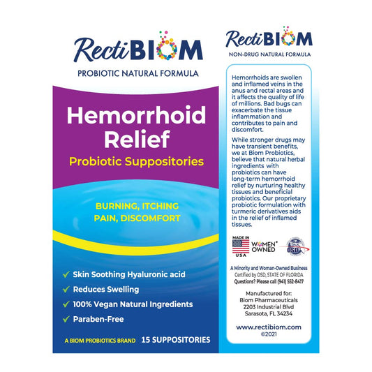RectiBiom suppository tube shows doctor-recommended natural formula