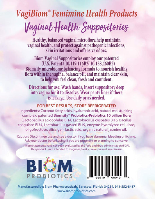Biom Probiotics box-back highlights odor control and microflora balance