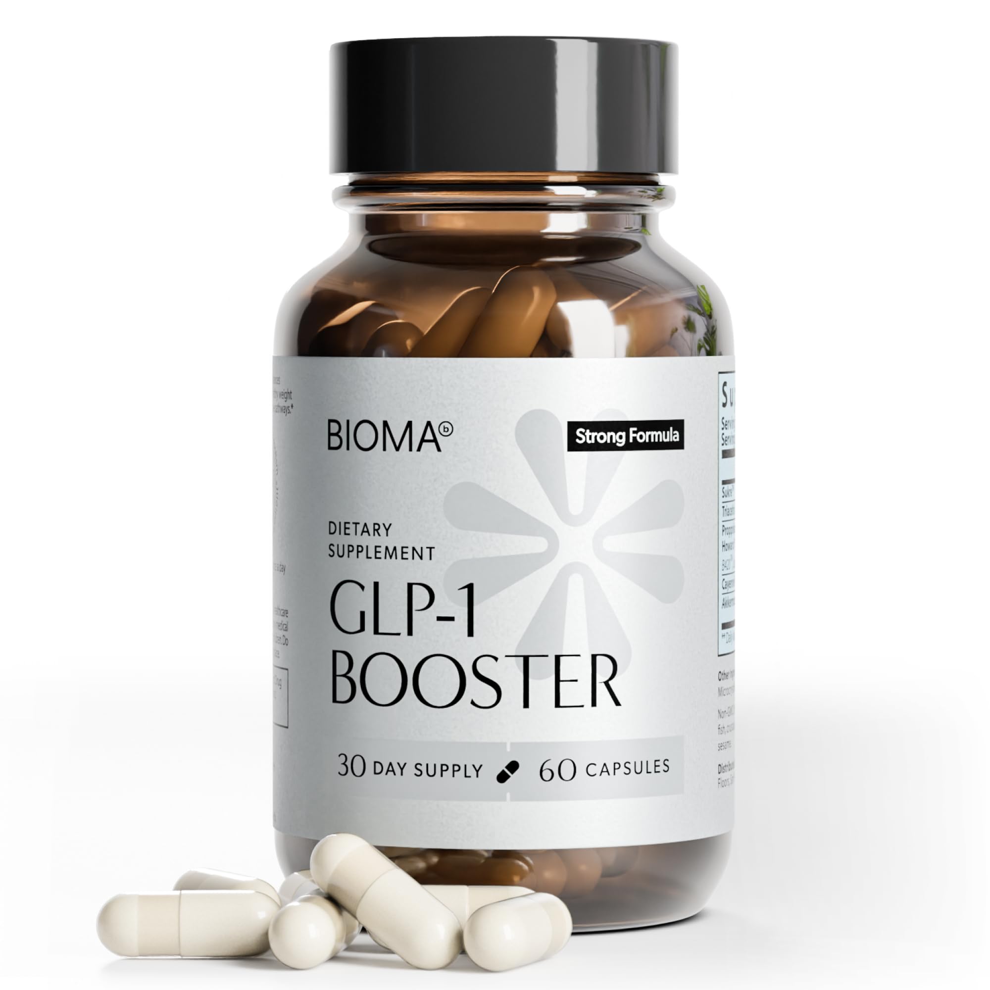 BIOMA GLP-1 Booster bottle front view for daily appetite awareness