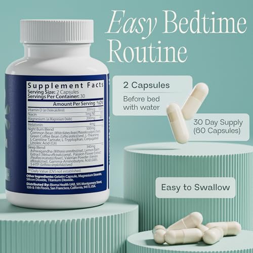 BIOMA Night Metabolism & Sleep label close-up shows product details and ingredients
