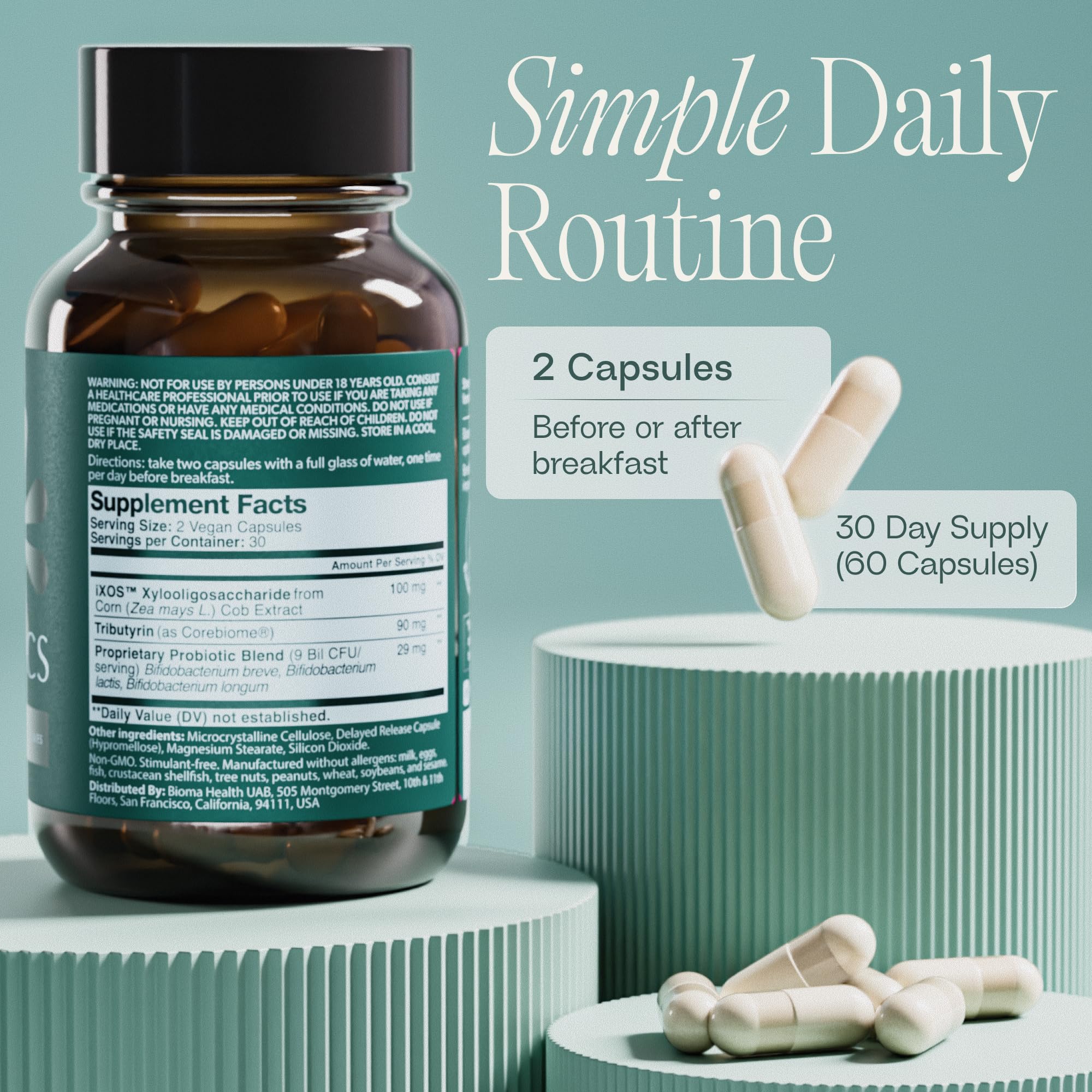 BIOMA Probiotics XOS prebiotic blend supports digestion.