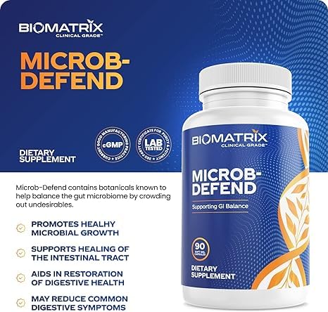 BioMatrix bottle pouring capsules for convenient daily digestion support.